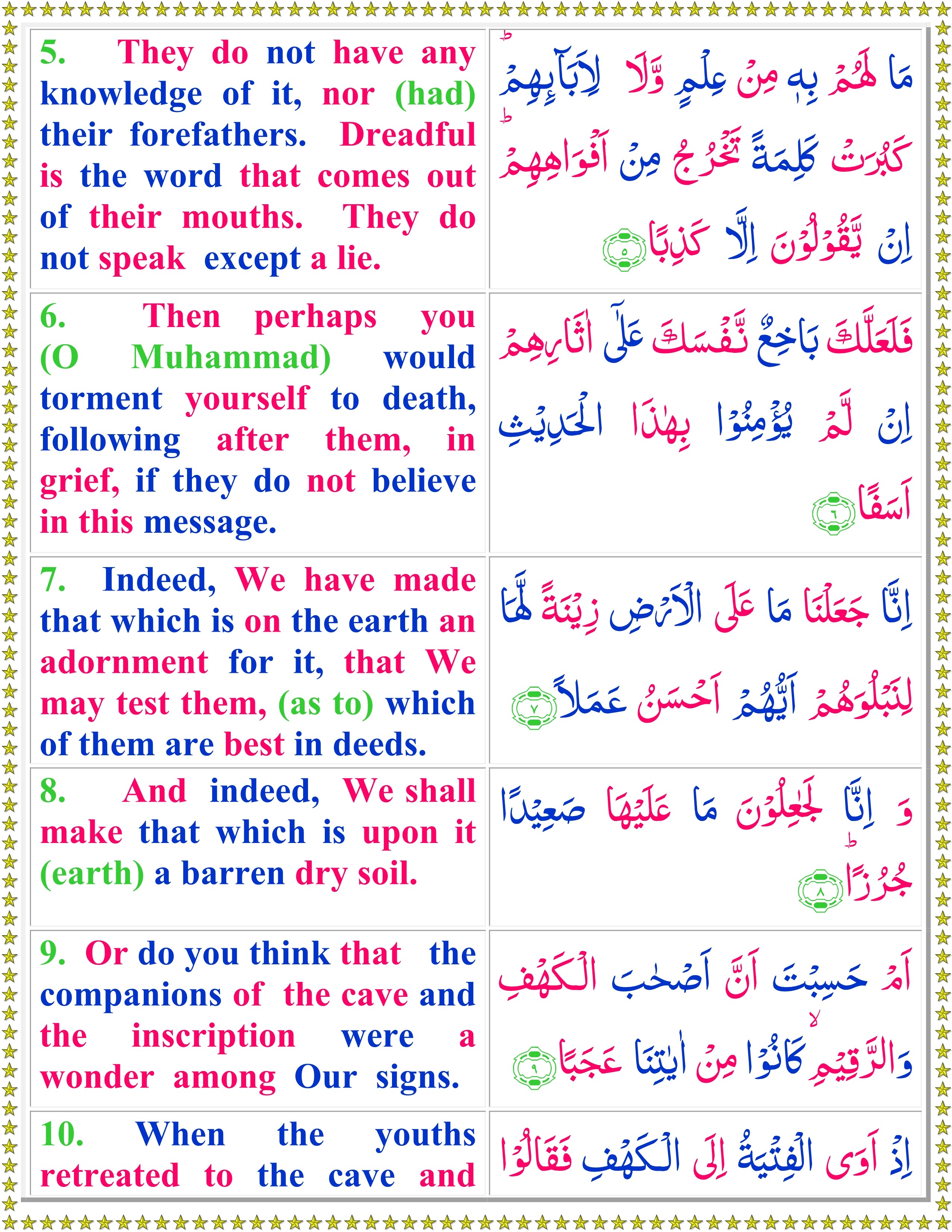 Surah kahf full arabic text